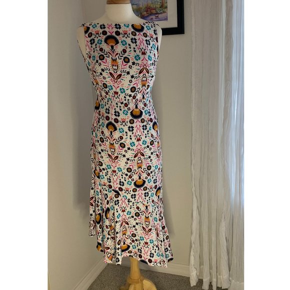 🎉❤️HP❤️🎉  BODEN Tessa Midi Dress, White Carnival Floral, Size 4P - Picture 3 of 11
